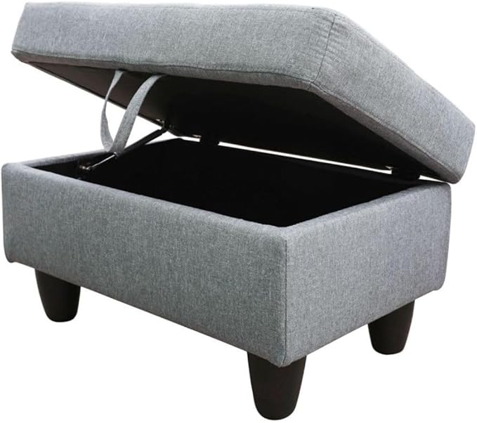 Grey-1 L-Shaped 3-Piece Linen Sofa - Image 4