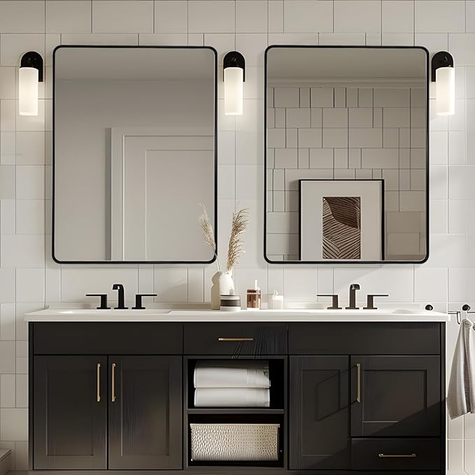 ANDY STAR 48X36 Inch Black Bathroom Mirror, Matte Black Vanity Mirrors - Image 3
