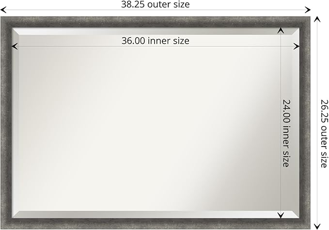 Amanti Art Grey Wall Mirror 26x38 Burnished Concrete Narrow Rectangle Bathroom - Image 4