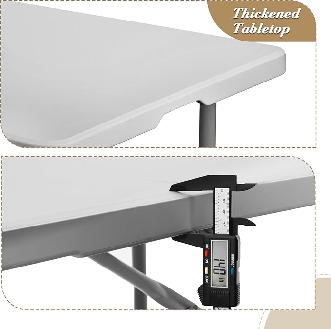 Athena Collection 6 ft Square Folding Dining Table, Large Plastic Foldable - Image 5