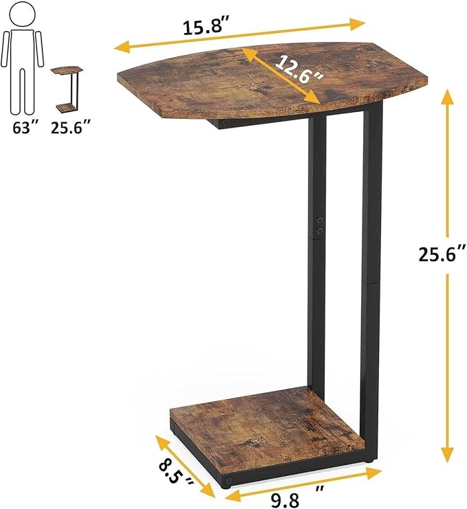 Hosfais Small Side Table End Table, C Shaped Barrel Coffee Table - Image 3