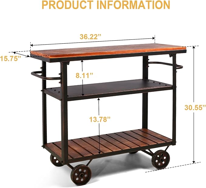 Farmhouse Mobile Cart with Wheels - Image 2