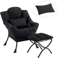 Lazy Chair with Ottoman, Comfy Fabric Accent Lounge Arm Chair with Lumbar by Furlide