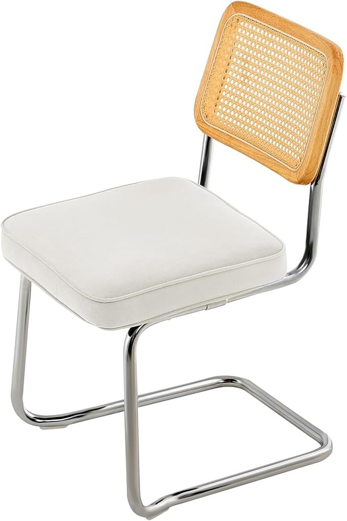 VEVOR Rattan Chairs Set of 2, Mid Century Modern Dining Chair, Upholstered - Image 9