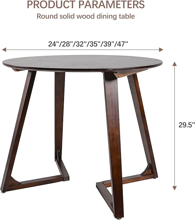 Round Rubber Solid Wood Dining Table - Image 9