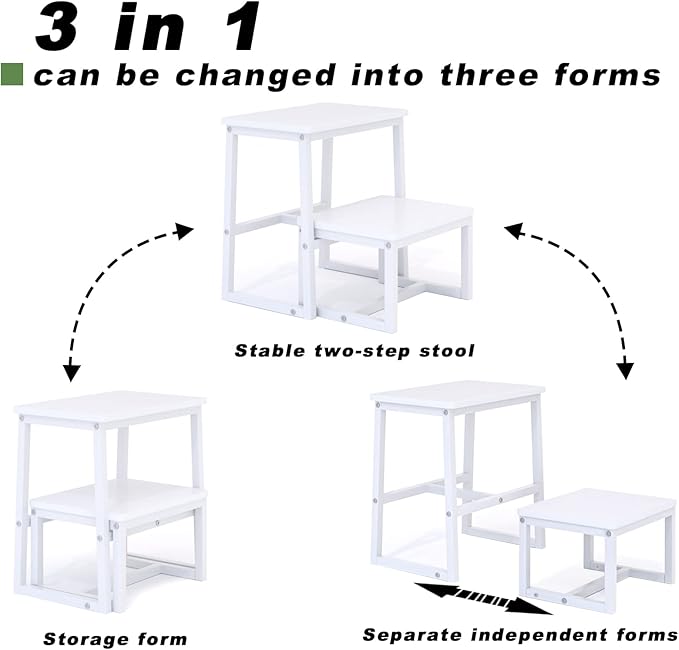 Step Stool for Adults & Kids, Holds up to 500Lb, 3 in1 Heavy Duty Sturdy 2 tair - Image 2
