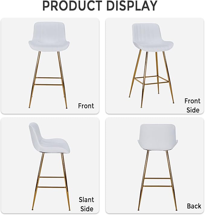 Sidanli Velvet Bar Stools with Gold Legs, 29 Inch Modern Barstools with Swivel - Image 7