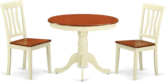 East West Furniture ANTI3-WHI-W 3 Piece Dining Table Set by EastWestFurniture
