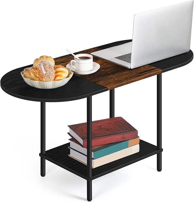 Small Round Coffee Table, 2-Tier Oval Center Table - Image 3