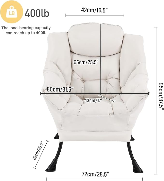 Lazy Chair, Reading Armchair, Large Modern Lounge Accent Chair, Leisure Sofa - Image 2