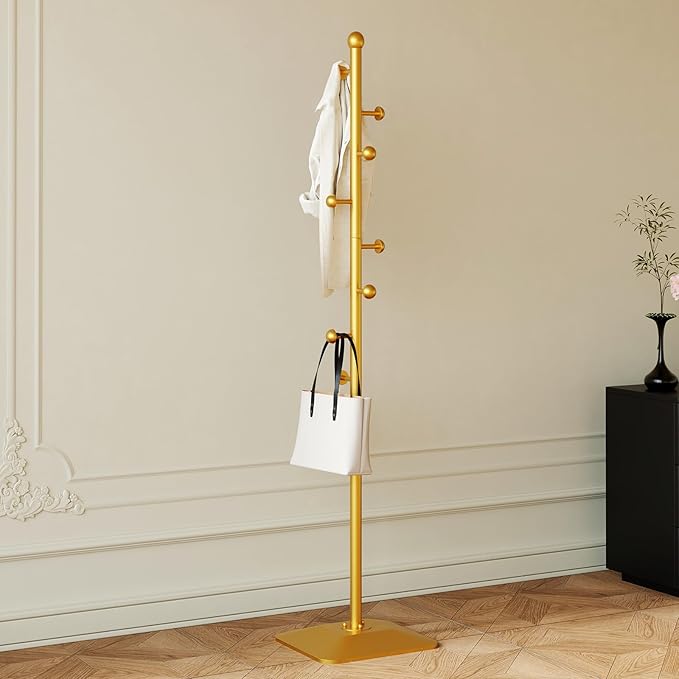 Gold coat rack, Metal coat hanger stand, Coat Tree freestanding Heavy duty - Image 2