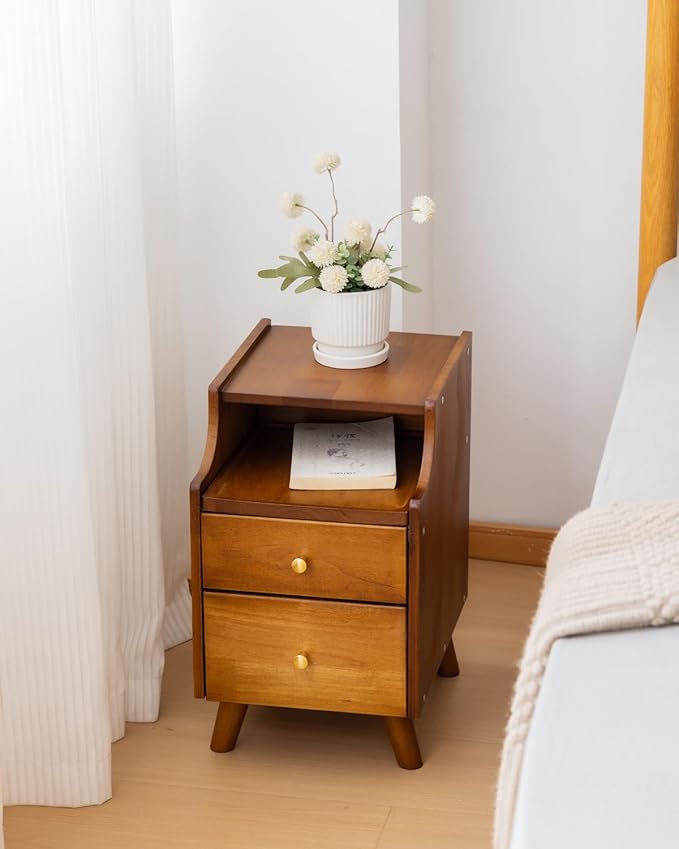 Small Nightstand, Narrow Nightstand, Solid Wood Night Stand, Narrow Side Table by SOBIBO