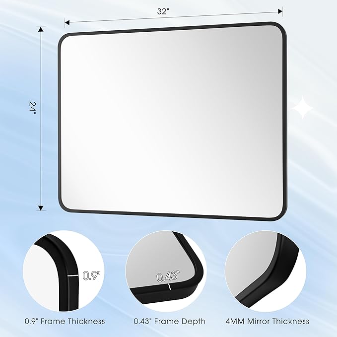 24x32 Inch Rectangle Bathroom Mirror - Image 9