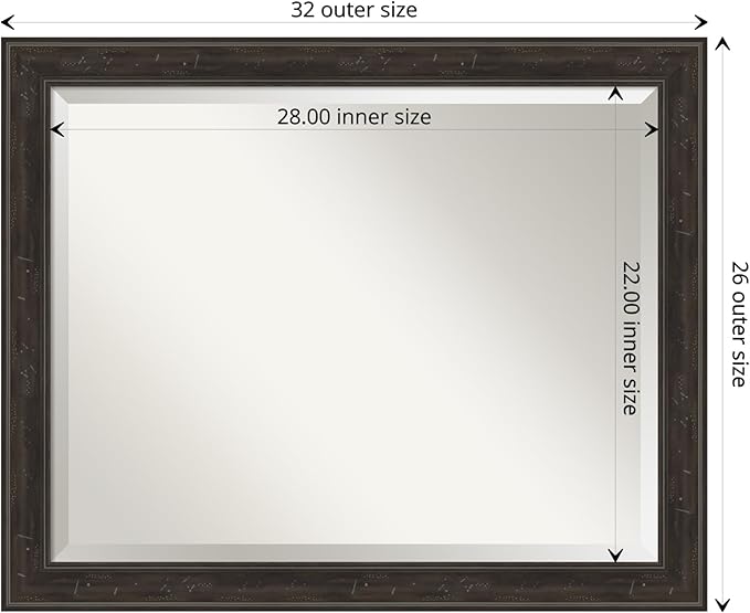 Amanti Art Brown Wall Mirror 26x32 Shipwreck Greywash Narrow Rectangle Bathroom - Image 4