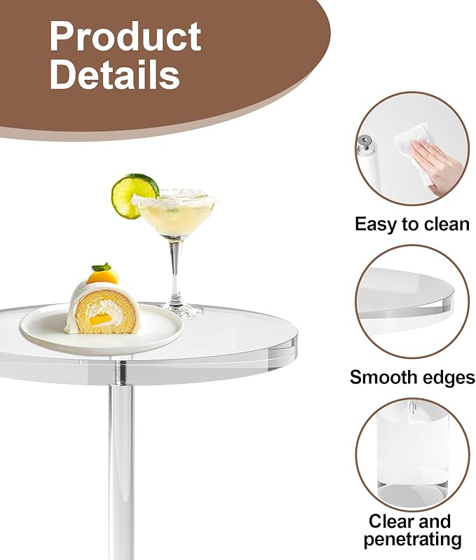 Acrylic End Table, Modern Minimalist Acrylic Side Tables, Drink Table - Image 4