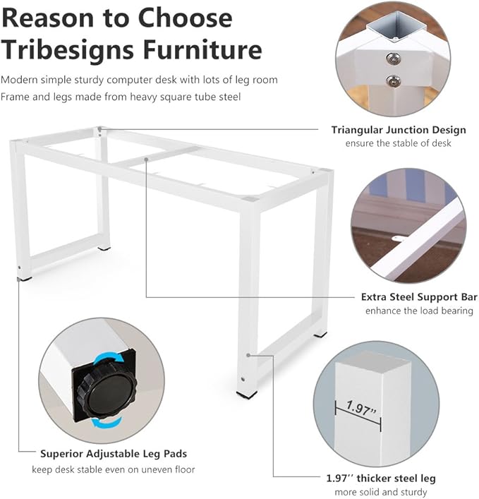 Tribesigns Computer Desk, 63 inch Large Office Desk Computer Table Study - Image 5