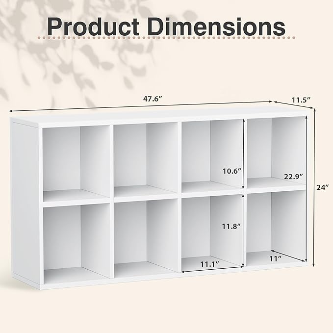 YESHOMY 8 Cube Bookcase, Open Frame 2-Tier Book Shelf, Bookshelf Storage - Image 2
