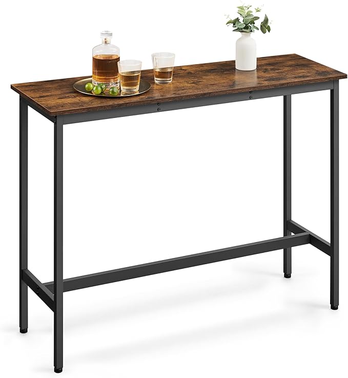 VASAGLE Bar Table, Narrow Long Kitchen Dining Table, Sturdy Metal Frame by VASAGLEbySONGMICSHOME