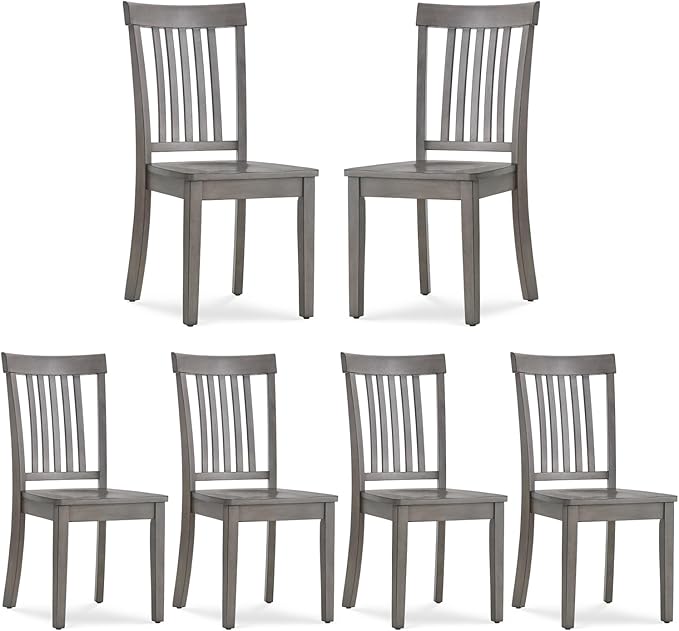 COLAMY Wooden Dining Chairs Set of 6, Spindle High Back Windsor Kitchen Side by COLAMYINC