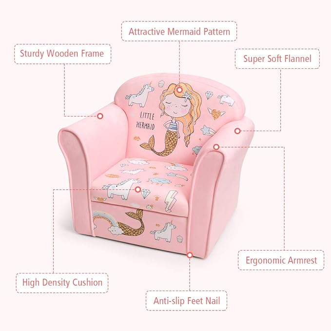 Costzon Kids Couch, Children's Sofa Armrest Chair - Image 9