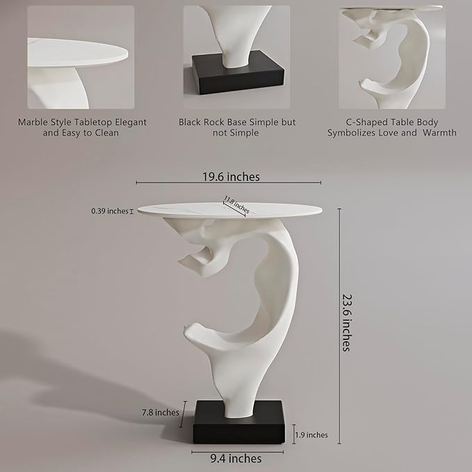 Modern Artistic Coffee Table, Luxury Semicircular Side Table, High-Strength FRP - Image 2
