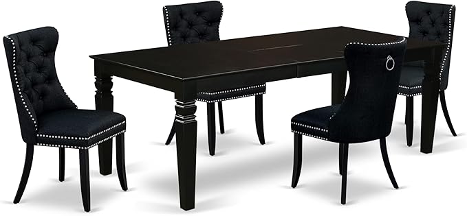 East West Furniture LGDA5-BLK-24 5 Piece Kitchen Table Set Contains a Rectangle by EastWestFurniture