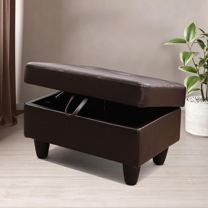 Brown L-Shaped 3-Piece Faux Leather Sofa - Image 7