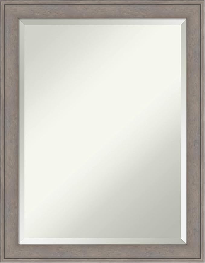 Amanti Art Grey Wall Mirror 28x22 Greywash Rectangle Bathroom Mirror by AmantiArt