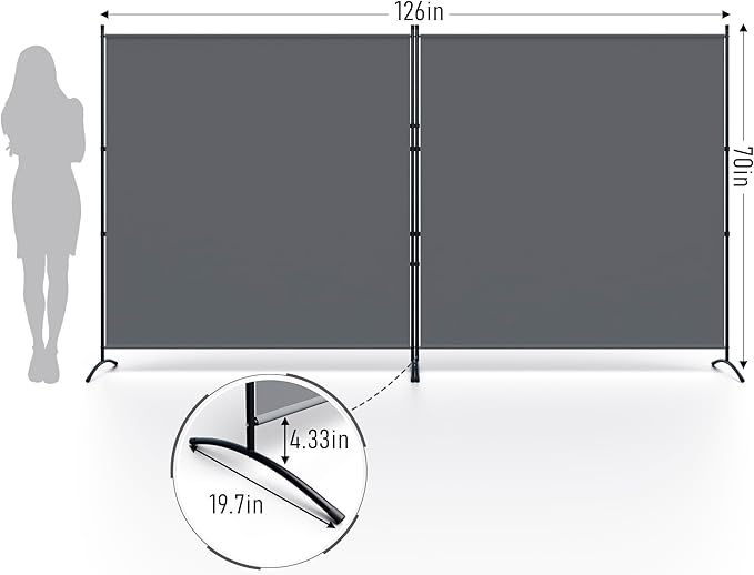 Room Divider 126''W x 71''H Large 2 Panel Privacy Screen - Image 2