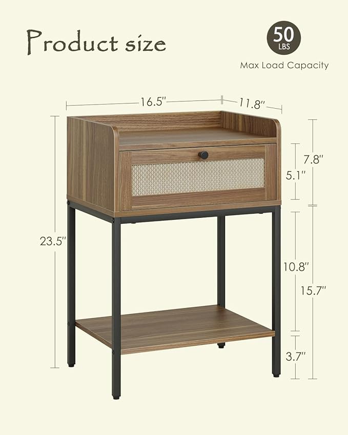 Nightstand, 3-Tier Modern Night Stand, Bedside Table - Image 2