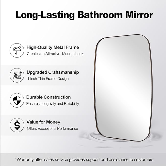 ANDY STAR Bronze Oblong Mirror, 36x48 Inch Brushed Bronze Oval Mirror - Image 8