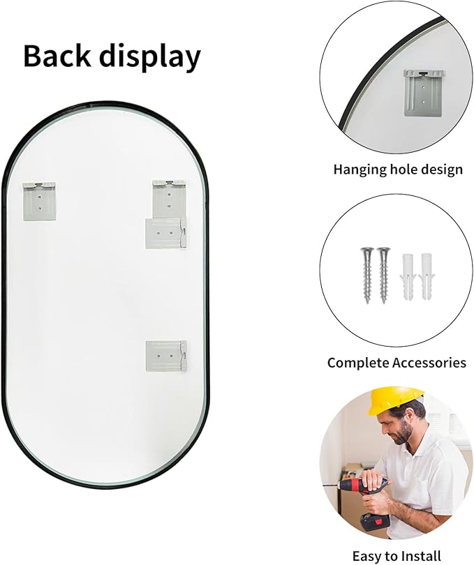 LAIYA 36x24inch Oval Wall Bathroom Mirror - Image 6