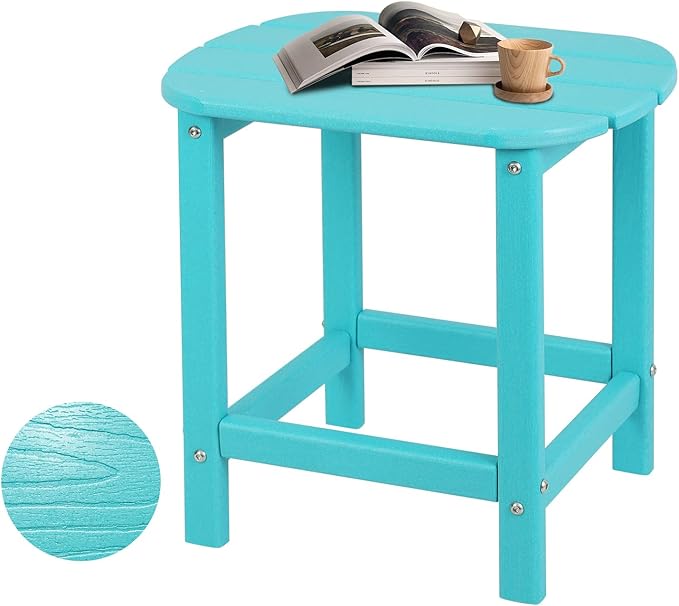 Hdpe Outdoor Adirondack Side Table, Wooden Textured, Set by Plawdlik
