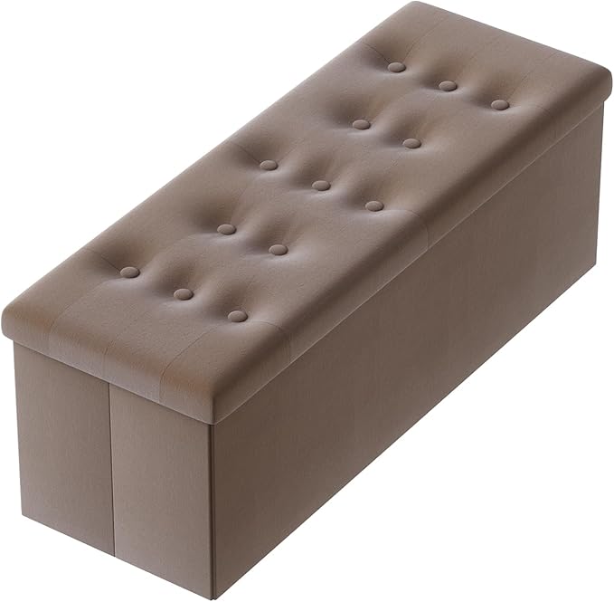 PRANDOM Jumbo Ottoman with Storage Velvet Folding Small Square Foot Stool with by Prandom