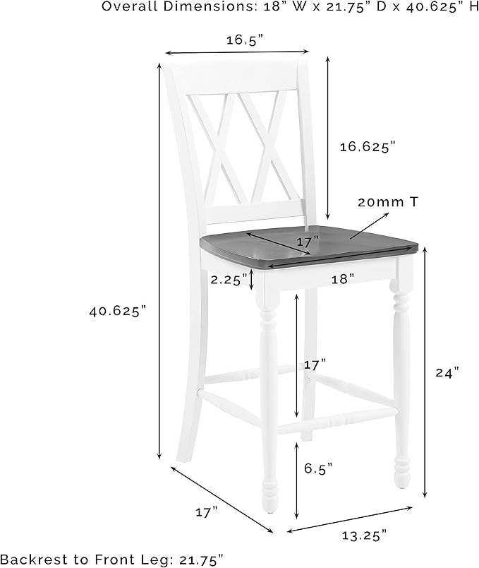 Crosley Furniture Shelby Wood X Back Counter Height Bar Stools Set of 2 - Image 3