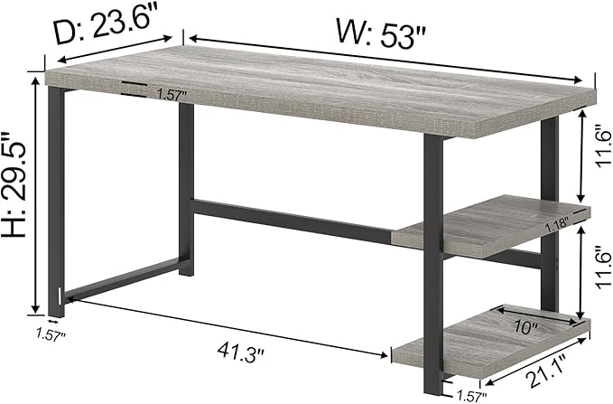 FOLUBAN Computer Desk, Modern Home Office Desk - Image 2
