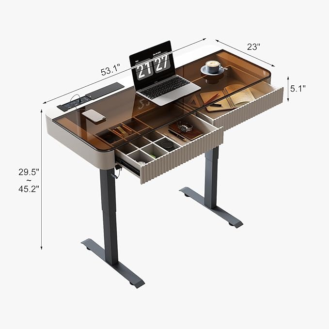 Lartis Office Desk, Electric Computer Lift Table Standing Desk - Image 2