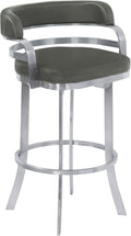 Armen Living Prinz 30" Bar Height Swivel Barstool in Grey Faux Leather and by ArmenLiving