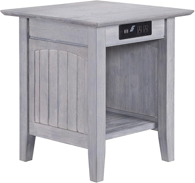 AFI Nantucket End Table with Built-in Charger in Driftwood by AFIFurnishings