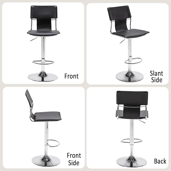 Sidanli Swivel Barstools Set of 2, Adjustable Barstools Set of 2，Faux Leather - Image 10