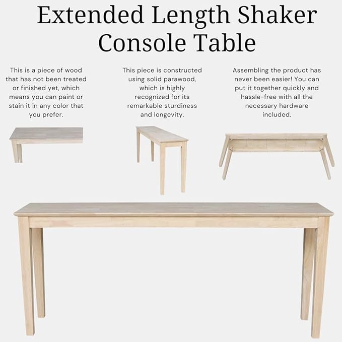 Solid Wood Extended Length Shaker Console Table - Image 5