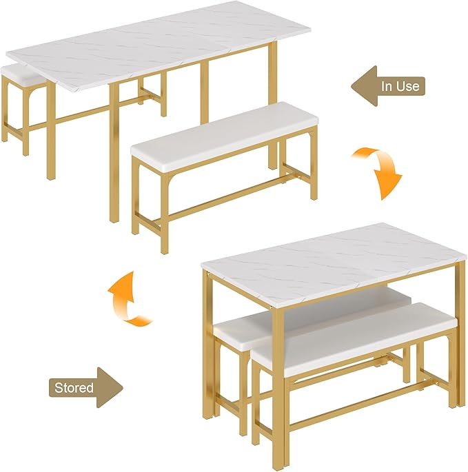 VECELO 3-Piece 63" Extendable Kitchen Table - Image 2