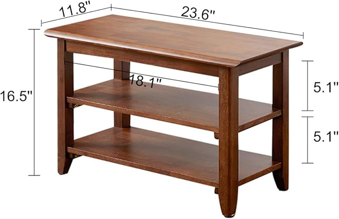 XKZG Storage Bench Wooden Shoe Rack Bench Rustic Solid Wood Entryway Bench - Image 2