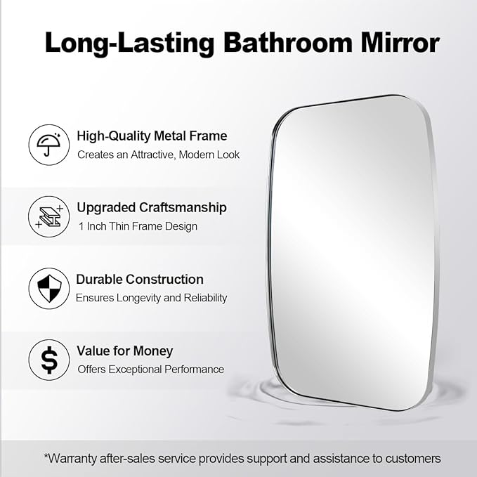 ANDY STAR Chrome Bathroom Mirror, 24x40 Inch Polished Chrome Oval Mirror - Image 7