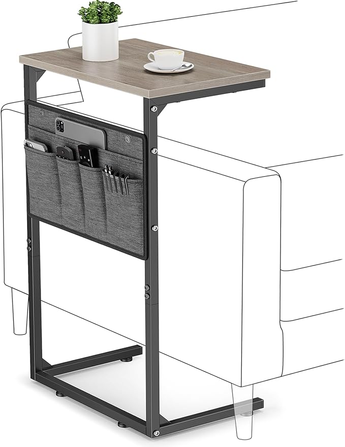 Vagusicc C Shaped End Table, Small Couch Side Table, Tall Arm Chair Table TV by Vagusicc