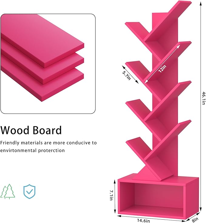 9 Tier Tree Bookshelf, Christmas Green Bookcase - Image 3