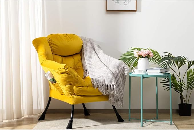 HollyHOME Modern Fabric Large Lazy Chair, Accent Oversized Comfy Reading Chair - Image 2