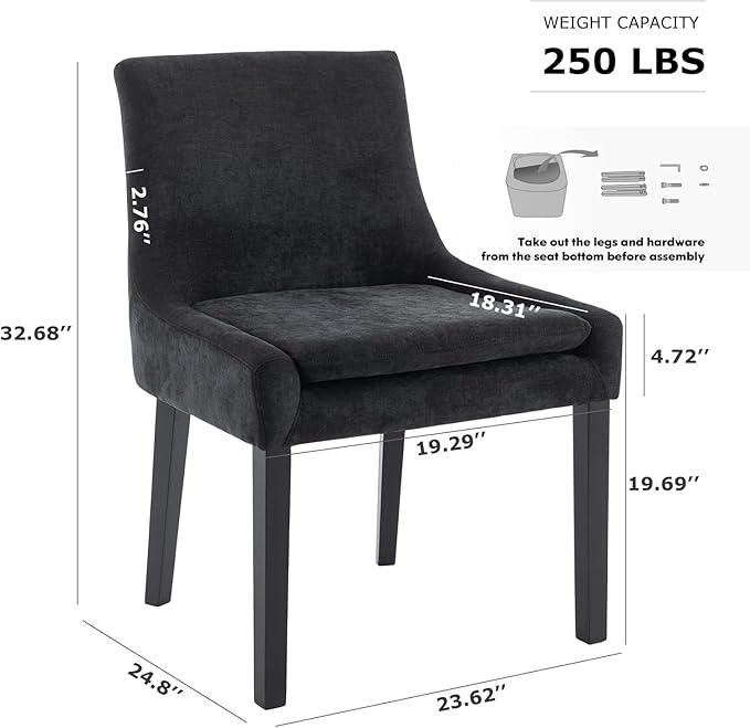 COLAMY Modern Dining Chairs Set of 4, Upholstered Corduroy Accent Side Leisure - Image 3