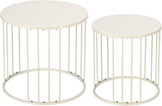 LEWIS&WAYNE Outdoor Side Table Set of 2, Metal Circle Accent End Tables by LEWIS%26WAYNE