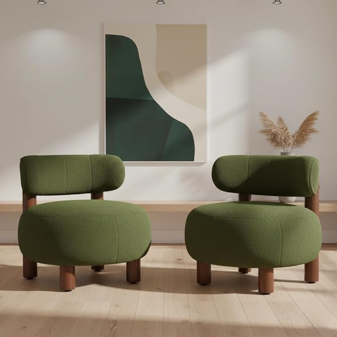 Modern Boucle Accent Chair Set of 2, by Kislot